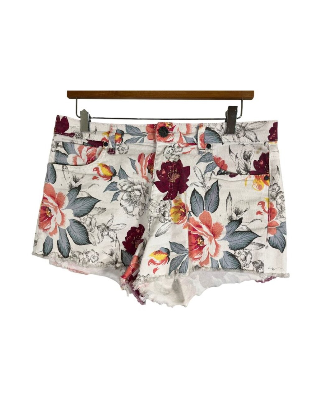 Kut Floral Mini Cut Off Denim Short 6 Boho Indie Western Festival Preppy Summer